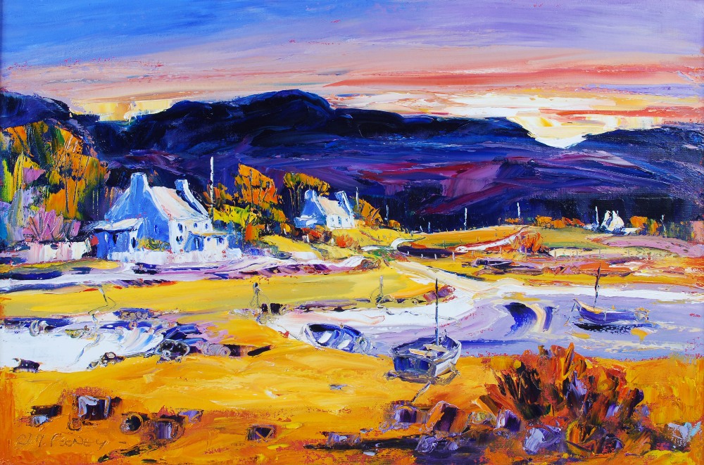 •AR Jean Feeney (Contemporary) Evening, Dervaig, Mull oil on canvas, signed lower left, inscribed on