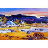 •AR Jean Feeney (Contemporary) Evening, Dervaig, Mull oil on canvas, signed lower left, inscribed on