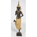 A 20th century Thai bronze Thepphanom, cast standing on stepped rectangular plinth approximately