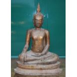 A large Thai bronze figure of Buddha, 122cm high