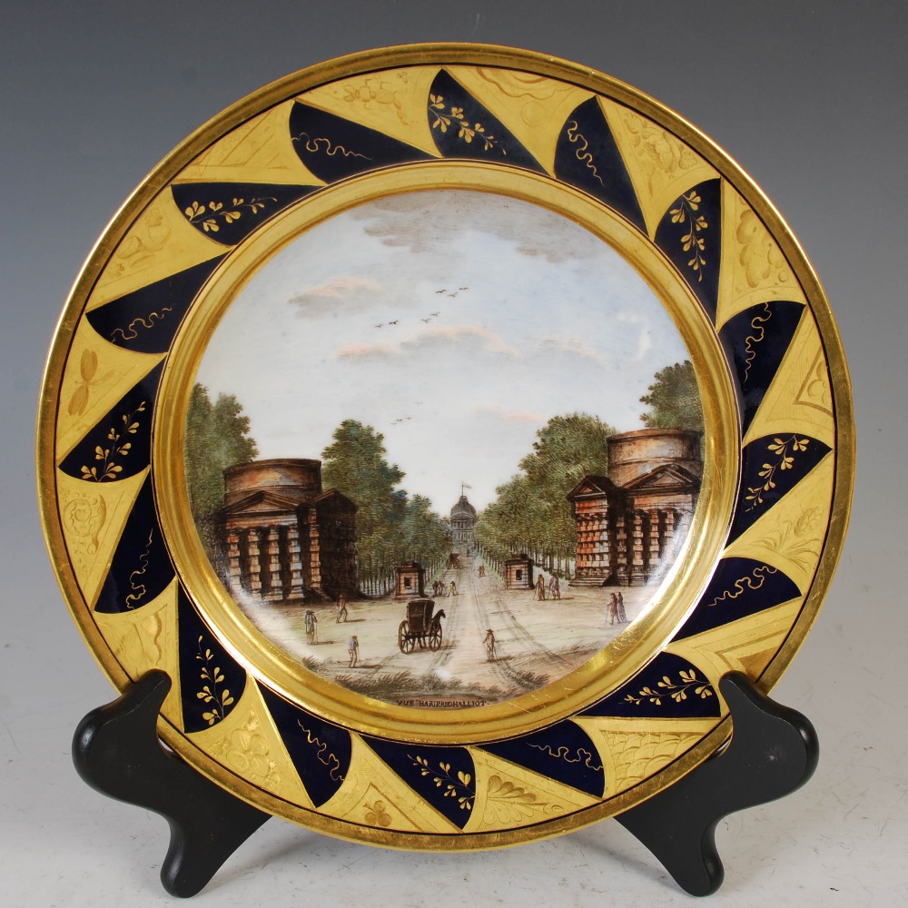 A set of six 19th century Paris porcelain hand painted plates with named views, 'Vue de Palais - Image 4 of 8