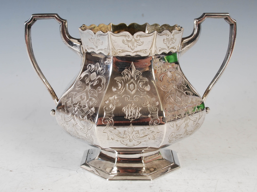 A Victorian silver four piece tea set, Birmingham, 1849 and 1858, makers mark of Elkington & Co., - Image 21 of 28