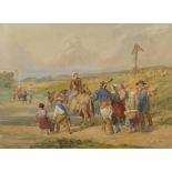 John Absolon (1815-1895) Heading home watercolour, signed and dated 1856 lower left 50.5cm x 70.5cm