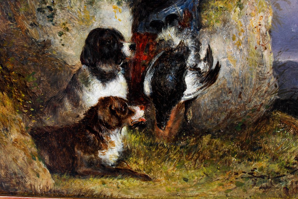 Thomas Faed RA HRSA (1826-1900) Beater with game and attendant dogs oil on board, inscribed verso - Image 3 of 6