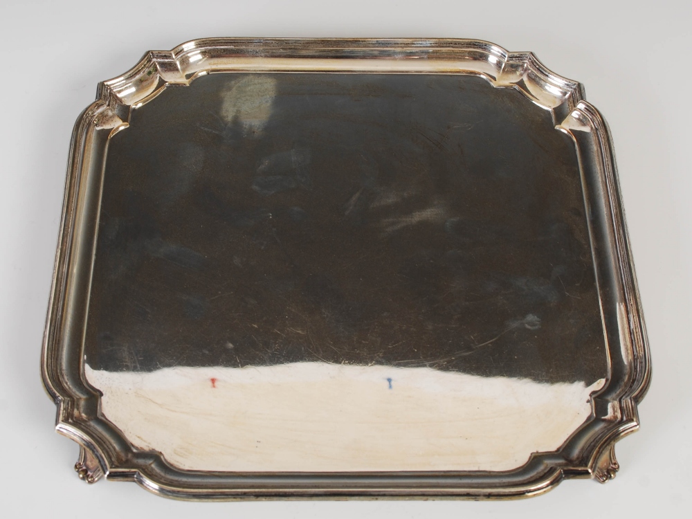 A George VI silver salver, Sheffield, 1945, makers mark of Walker & Hall, of shaped square form - Image 2 of 6