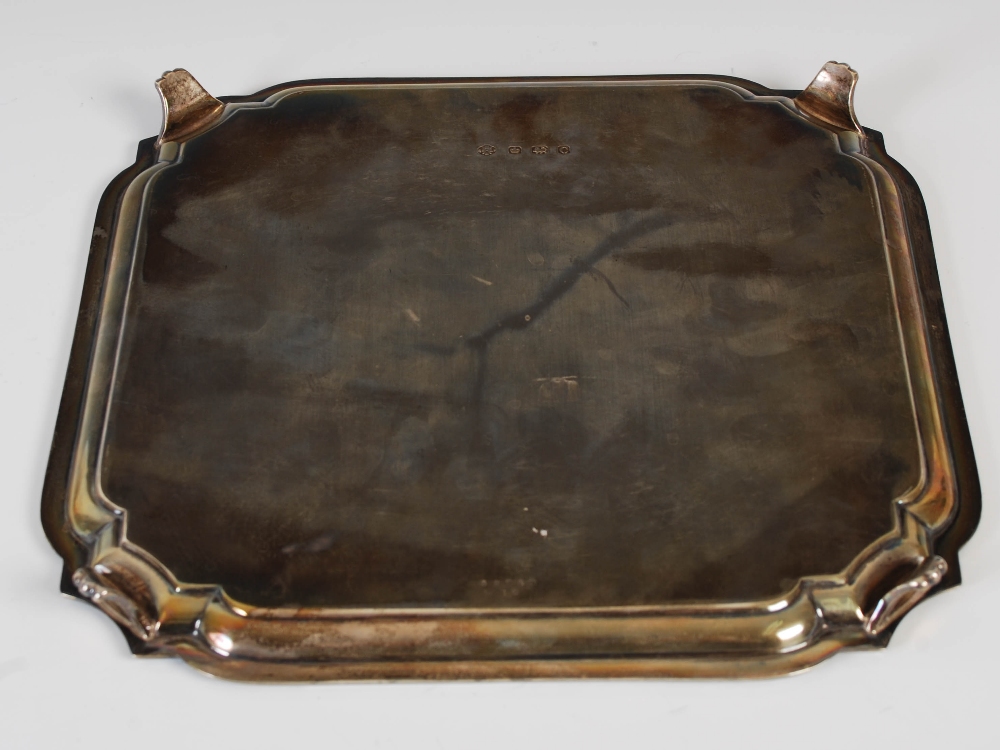 A George VI silver salver, Sheffield, 1945, makers mark of Walker & Hall, of shaped square form - Image 4 of 6