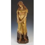 A late 19th/ early 20h century bronzed ceramic figure 'MIGNON', signed on the plinth base, 83.5cm