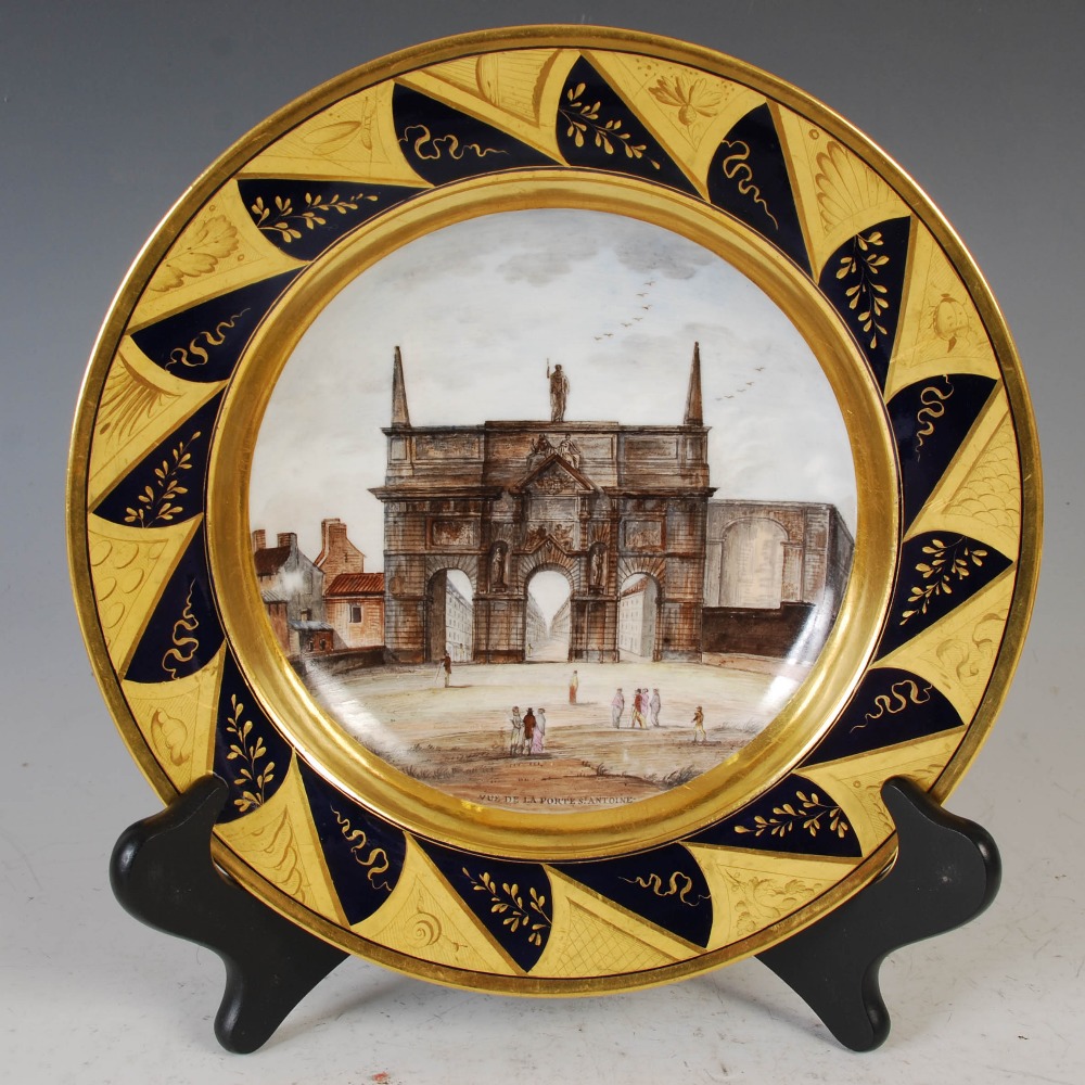 A set of six 19th century Paris porcelain hand painted plates with named views, 'Vue de Palais - Image 5 of 8