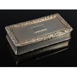 A Scottish silver oblong engine-turned snuff box, James Nasmyth, Edinburgh, 1837, with cast