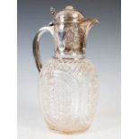 A Victorian silver mounted cut glass claret jug, Sheffield, 1897, makers mark of C.E over N, 23cm