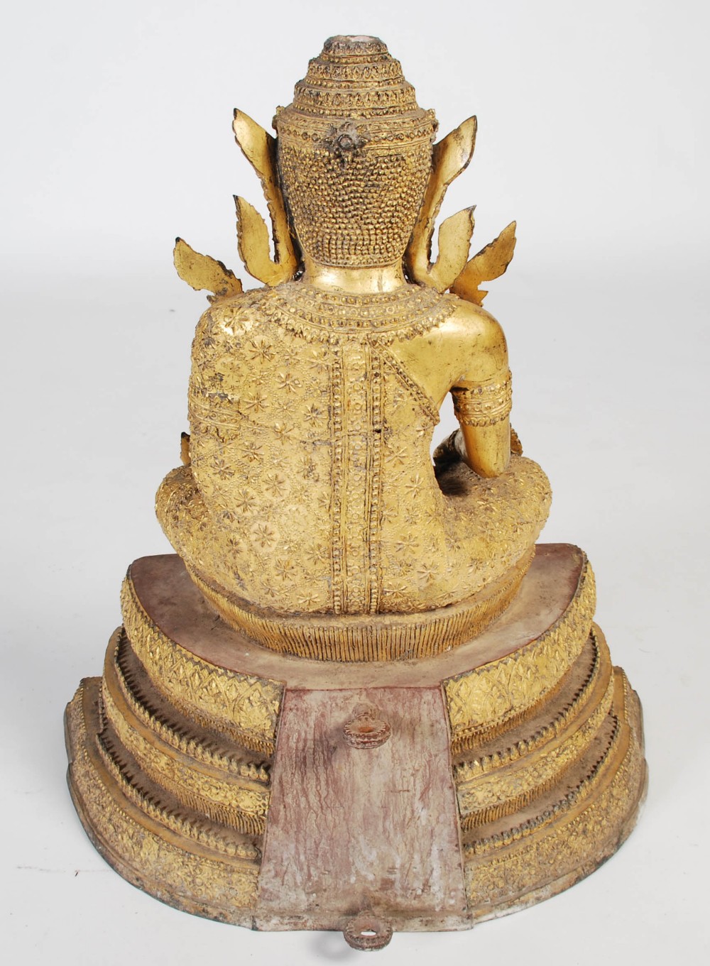 A Thai gilt metal figure of Buddha, on stepped plinth, 90cm high - Image 6 of 8