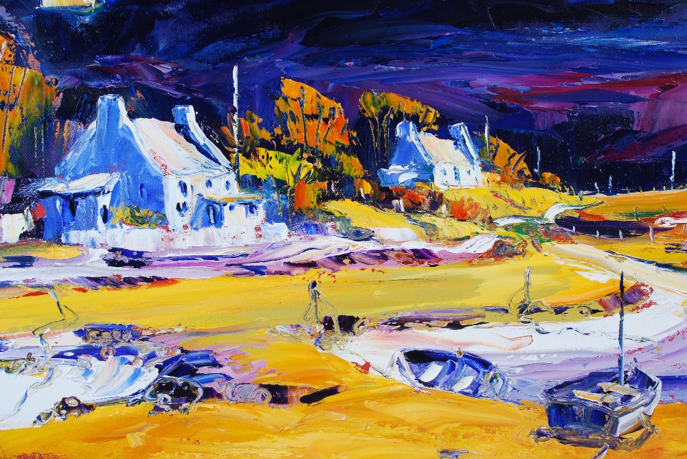 •AR Jean Feeney (Contemporary) Evening, Dervaig, Mull oil on canvas, signed lower left, inscribed on - Image 4 of 7