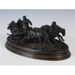 A late 19th/ early 20th century Russian bronze Troika group after Vasilii Grachev (1831-1905) cast