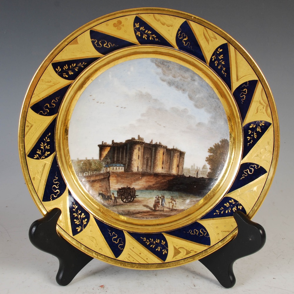 A set of six 19th century Paris porcelain hand painted plates with named views, 'Vue de Palais - Image 7 of 8