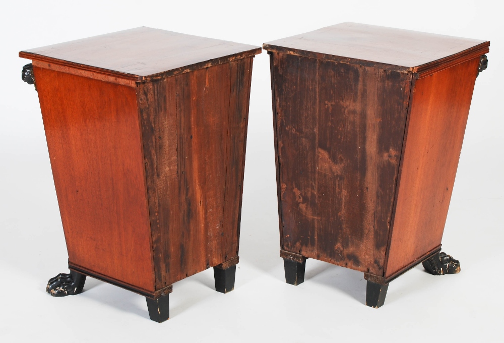 A pair of 19th century mahogany and ebony lined pedestal cupboards, the rectangular tops above a - Image 6 of 6
