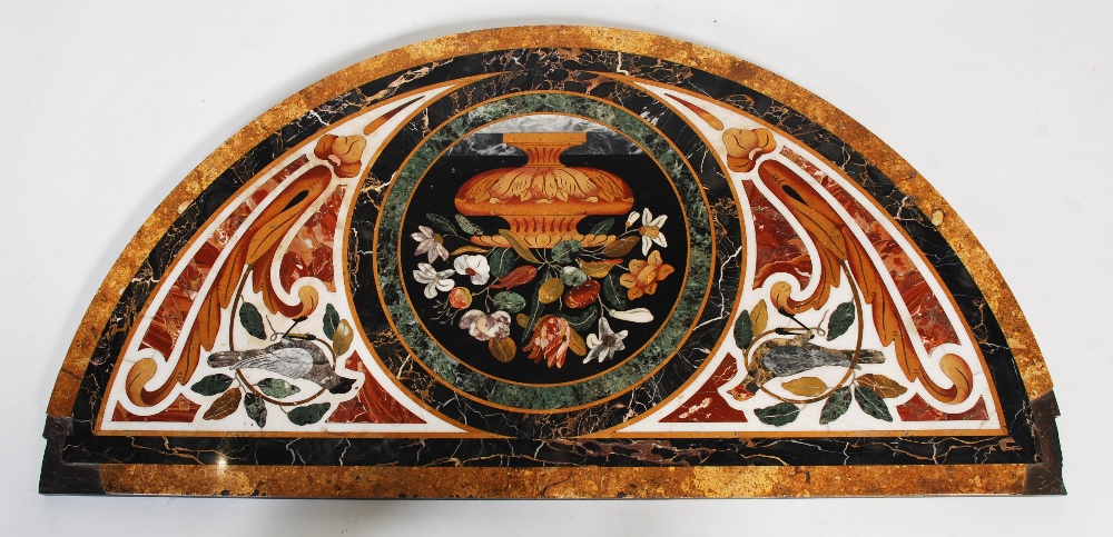 An Italian pietra dura and gilt wood demilune console table, the pietra dura top inlaid with various - Image 2 of 11