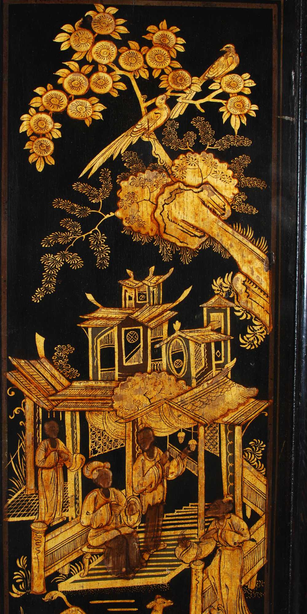An 18th century black lacquer longcase clock, Joshua Alsop, East Smithfield, the brass dial with - Image 8 of 12