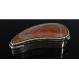 An unusual early 19th century Scottish silver and agate snuff box in the form of a mussel shell, the