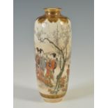 A Japanese Satsuma pottery vase, probably Seikozan, Meiji Period, decorated with bijin and