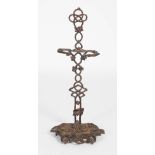 A late 19th century cast iron stick stand, cast with scrolls and ivy, 88cm high