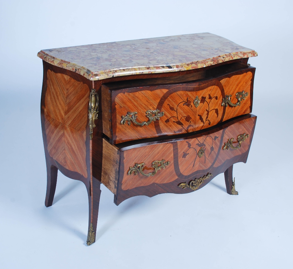 A Continental kingwood, rosewood and gilt metal mounted Transitional style commode, late 19th/ early - Image 7 of 8