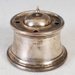 An Edwardian silver inkwell, Sheffield, 1905, makers mark JD&S, of tapered cylindrical form with
