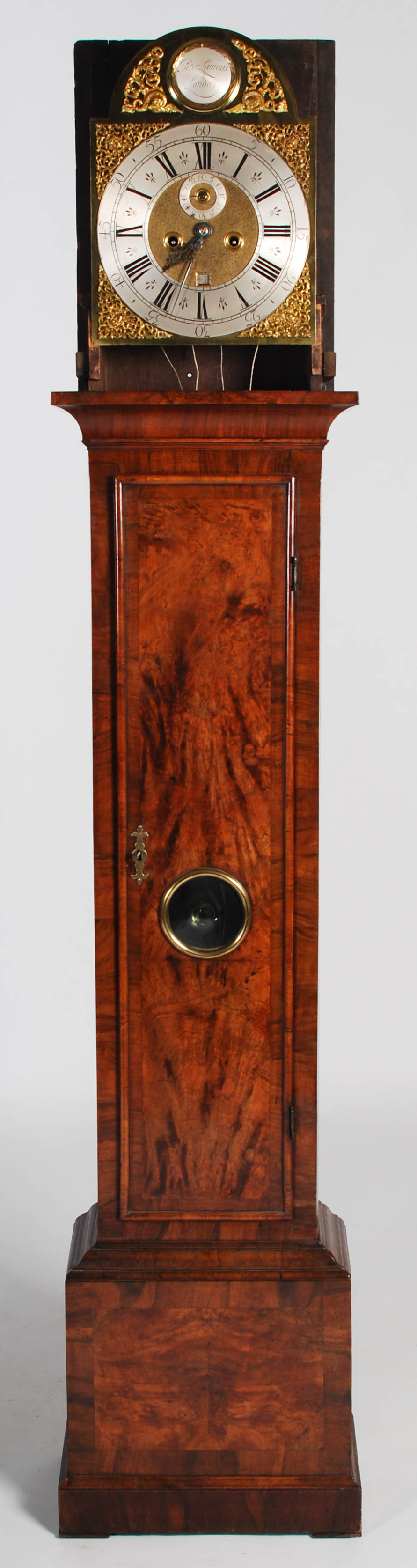 A 17th/ 18th century walnut longcase clock, Peter Laurans, London, the brass dial with silvered - Image 4 of 9