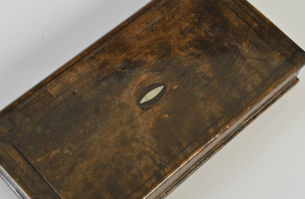 A mid 19th century novelty treen and tortoiseshell veneered snuff box in the form of a book, with - Image 2 of 3