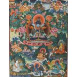 Two framed Tibetan Thankga paintings, 67cm x 46cm and 61cm x 46cm, (2).