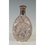 An early 20th century Chinese silver mounted whisky decanter and stopper, the Haig's Dimple clear