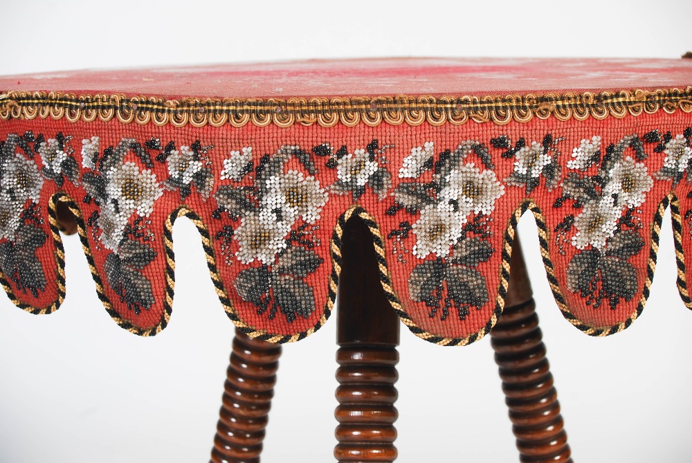 A Victorian mahogany bobbin-turned gypsy table, the round baize-lined top with a needlework and - Image 5 of 7