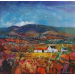 •AR Duglad Findlay (b.1943) Ochil View acrylic and oil, signed lower right and inscribed verso