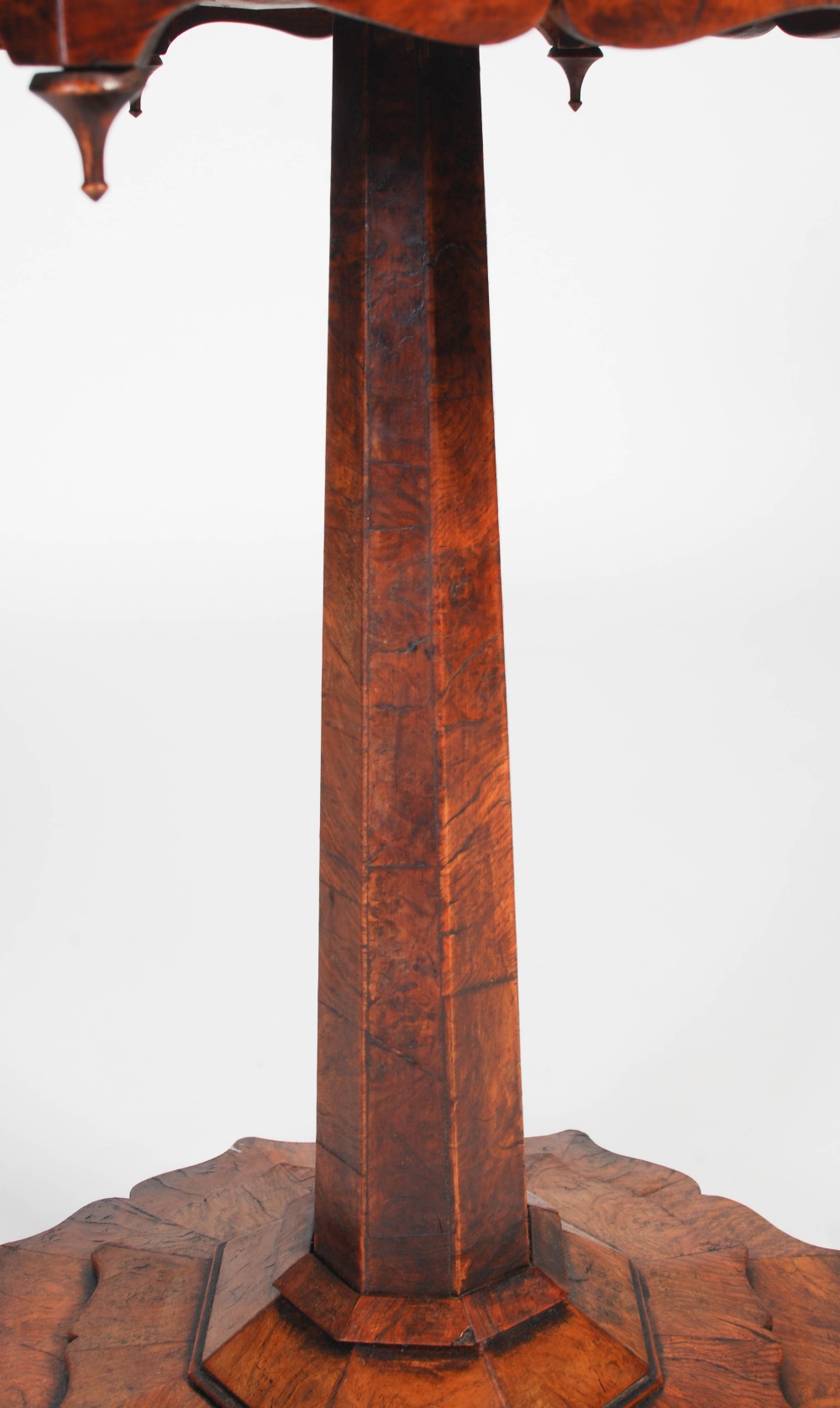 A 19th century burr wood snap-top occasional table, the hinged octagonal top with radiating burr - Image 4 of 8
