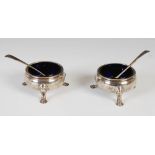 A pair of George II silver salts, London, 1745, makers mark of EW for Edward Wood, of plain circular