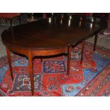 A George III style mahogany D-end dining table, enclosing two additional leaves, 222.5cm long x 77cm