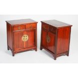 A pair of Chinese Ming style darkwood, possibly Jichimu wood, side cabinets, late 19th/ early 20th