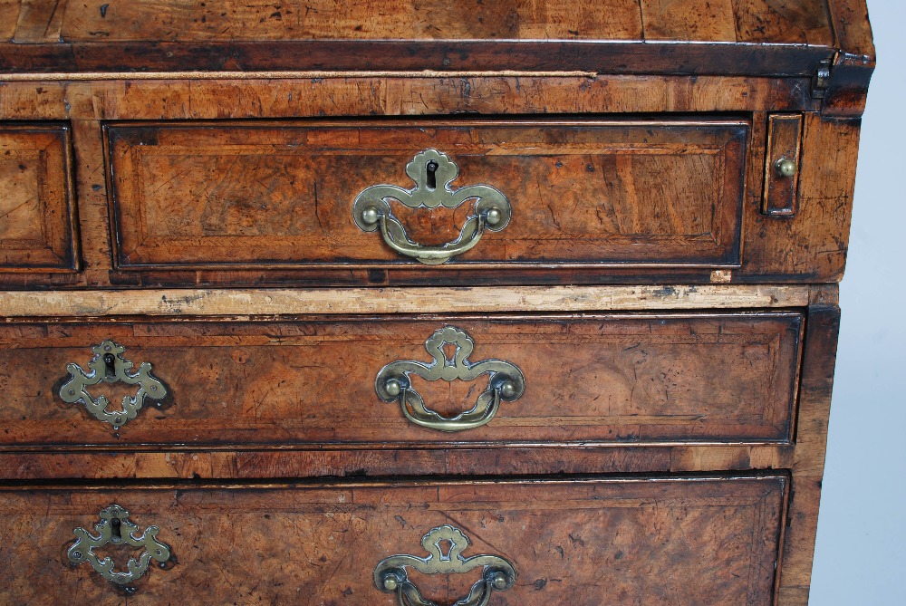 A George III walnut bureau bookcase, the moulded cornice above a pair of mirrored cupboard doors, - Image 13 of 14