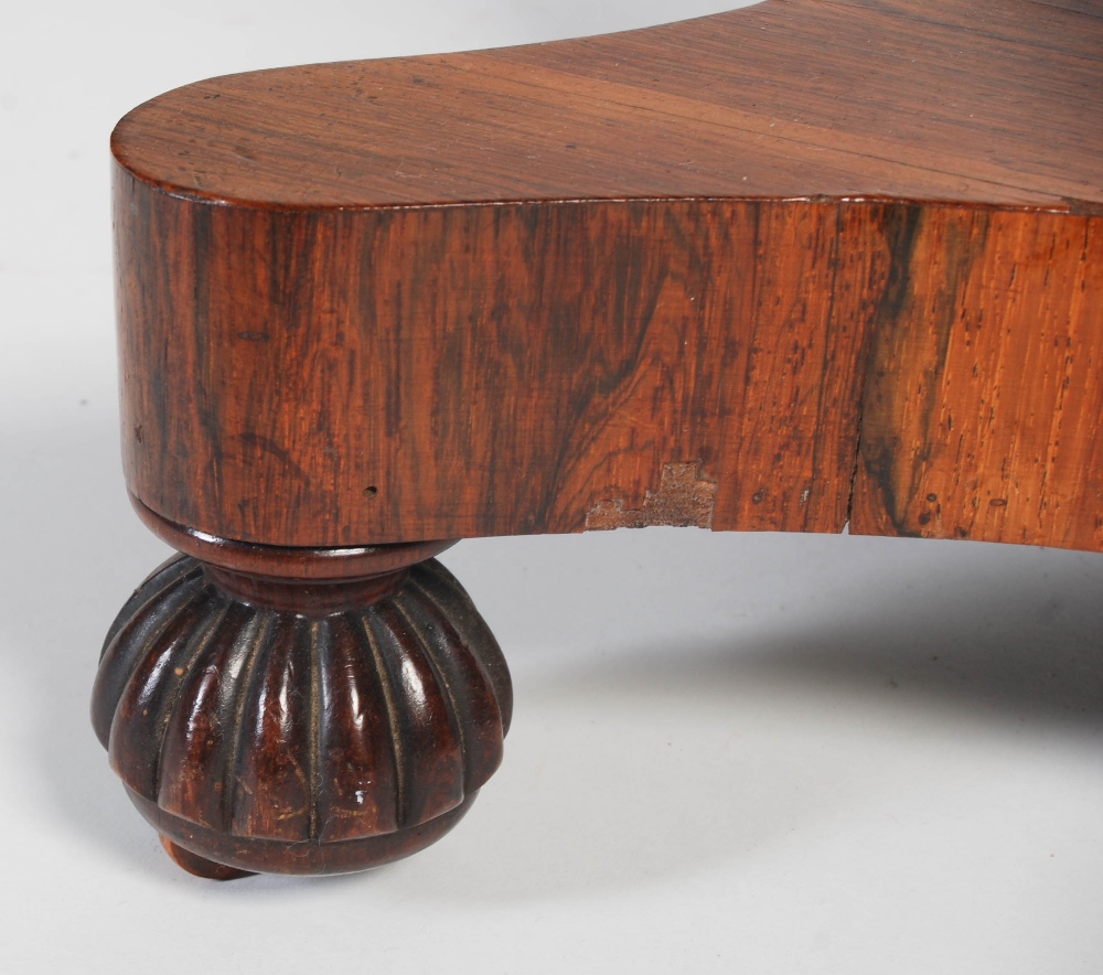 A 19th century rosewood pedestal card table, the hinged rectangular top opening to a red baize-lined - Image 4 of 8