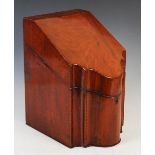 A George III mahogany and chequer strung knife box, 35cm high x 22cm wide x 30cm deep.