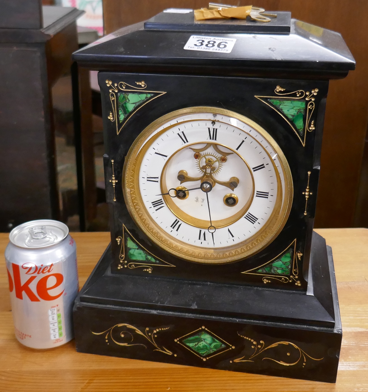 Slate mantle clock in working order