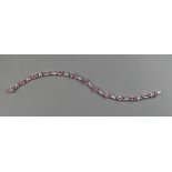 Fine white gold, diamond & pink tourmaline bracelet