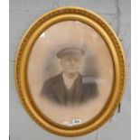 Early pencil sketch of gentleman in oval frame