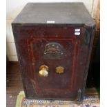 Antique safe with key to include cupboard - Approx W: 43cm x D: 46cm x H: 61cm