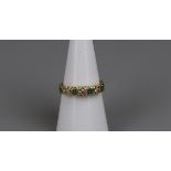 18ct gold diamond & emerald ring  - Approx size M½