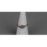 18ct gold 3 stone white sapphire ring  - Approx size L