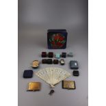 Collection of jewellery boxes with Ivory fan