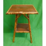 2 tier bamboo side table - Approx L: 43cm x W: 43cm x H: 65cm