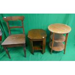 Art Deco table, pine table and country chair