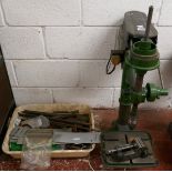 Pedestal drill with accessories in working order