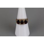 Gold 3 stone garnet ring - Size N